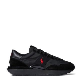 Polo Ralph Lauren Train 89 Suede and Oxford Trainer Triple Black / Red Pp