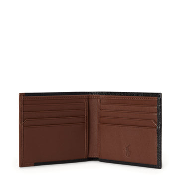 Polo Ralph Lauren Two-Tone Leather Billfold Wallet Black / Saddle