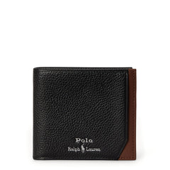 Polo Ralph Lauren Two-Tone Leather Billfold Wallet Black / Saddle