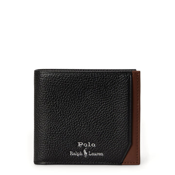 Polo Ralph Lauren Two-Tone Leather Billfold Wallet Black / Saddle