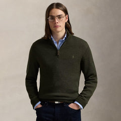 Polo Ralph Lauren Washable Wool Quarter-Zip Sweater Olive Combo - Parasol Store