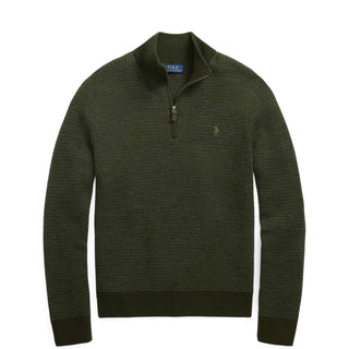 Polo Ralph Lauren Washable Wool Quarter-Zip Sweater Olive Combo