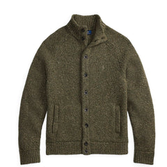 Polo Ralph Lauren Wool-Blend Mockneck Cardigan Olive Marl - Parasol Store