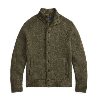 Polo Ralph Lauren Wool-Blend Mockneck Cardigan Olive Marl - Parasol Store