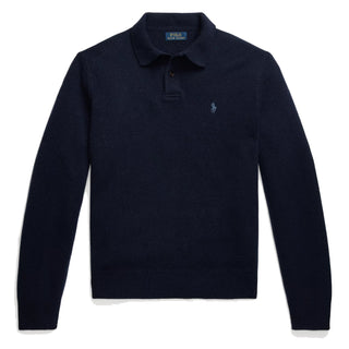 Polo Ralph Lauren Wool-Cashmere Polo-Collar Jumper Hunter Navy - Parasol Store
