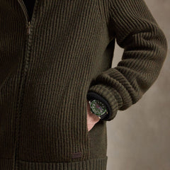 Polo Ralph Lauren Wool Cashmere Full-Zip Sweater Ekanite Olive Heather