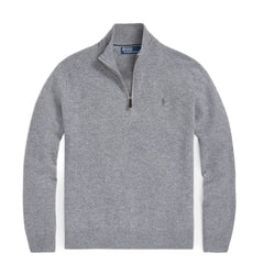 Polo Ralph Lauren Wool Quarter-Zip Sweater Fawn Heather Grey - Parasol Store