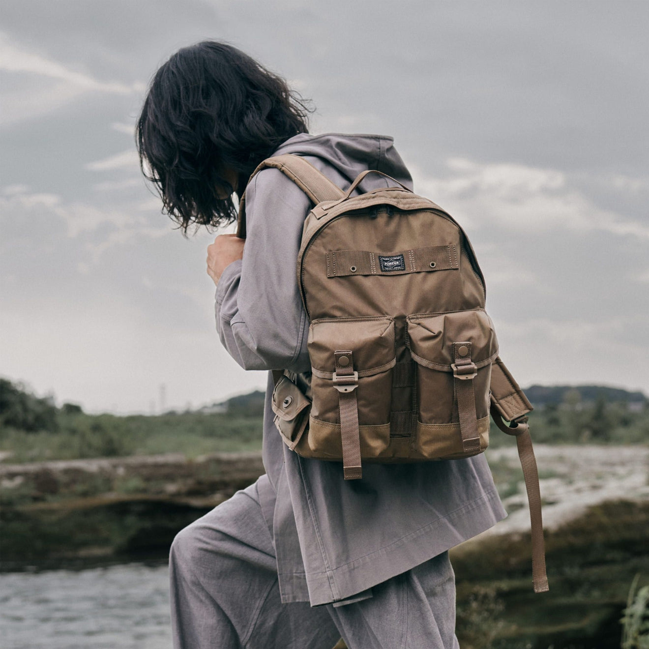 Porter-Yoshida and Co All Daypack With Pouches Beige