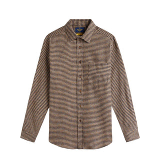 Portuguese Flannel Abstract Pied Poule Button Down Shirt Navy