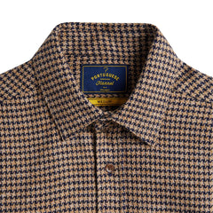 Portuguese Flannel Abstract Pied Poule Button Down Shirt Navy - Parasol Store