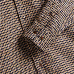 Portuguese Flannel Abstract Pied Poule Button Down Shirt Navy - Parasol Store