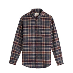 Portuguese Flannel Augusta Button Down Shirt Grey / Burgundy - Parasol Store