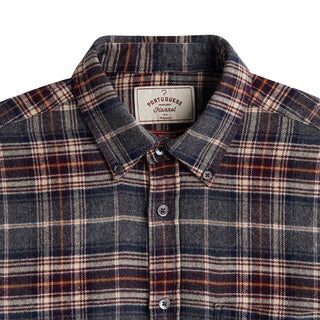 Portuguese Flannel Augusta Button Down Shirt Grey / Burgundy