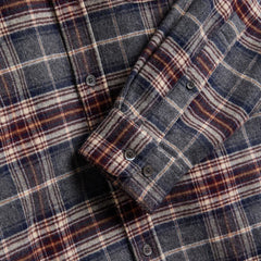 Portuguese Flannel Augusta Button Down Shirt Grey / Burgundy - Parasol Store