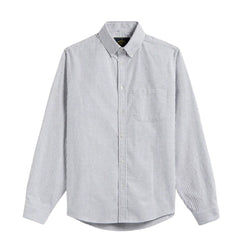 Portuguese Flannel Brushed Oxford Stripe Button Down Blue - Parasol Store