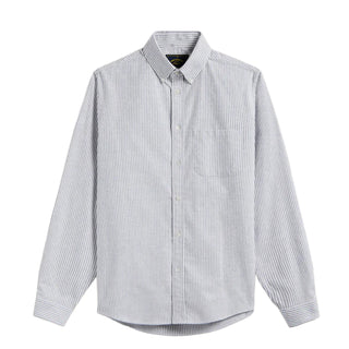 Portuguese Flannel Brushed Oxford Stripe Button Down Blue