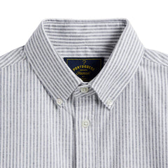 Portuguese Flannel Brushed Oxford Stripe Button Down Blue - Parasol Store