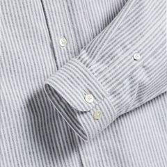 Portuguese Flannel Brushed Oxford Stripe Button Down Blue - Parasol Store