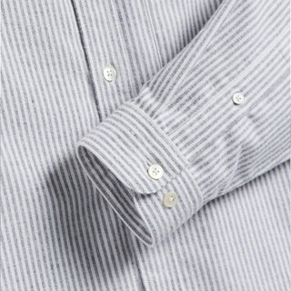 Portuguese Flannel Brushed Oxford Stripe Button Down Blue