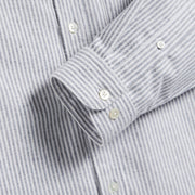 Portuguese Flannel Brushed Oxford Stripe Shirt Blue - Parasol Store