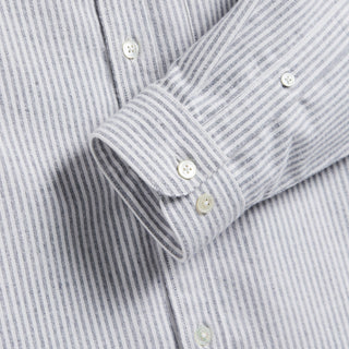 Portuguese Flannel Brushed Oxford Stripe Shirt Blue - Parasol Store