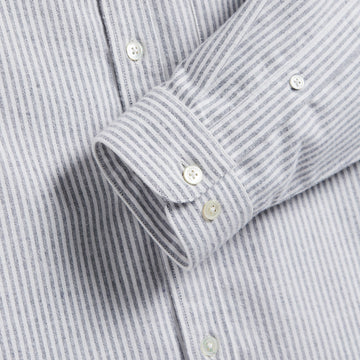 Portuguese Flannel Brushed Oxford Stripe Shirt Blue - Parasol Store