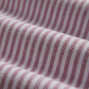 Portuguese Flannel Brushed Oxford Stripe Shirt Bordeaux