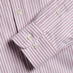 Portuguese Flannel Brushed Oxford Stripe Shirt Bordeaux