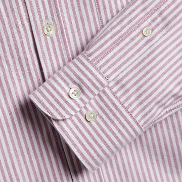 Portuguese Flannel Brushed Oxford Stripe Shirt Bordeaux