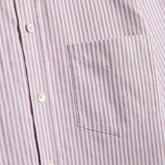 Portuguese Flannel Brushed Oxford Stripe Shirt Bordeaux
