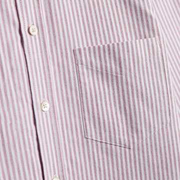 Portuguese Flannel Brushed Oxford Stripe Shirt Bordeaux