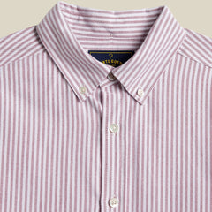 Portuguese Flannel Brushed Oxford Stripe Shirt Bordeaux