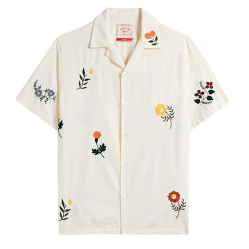 Portuguese Flannel Embroidery Flowers S/S shirt White / Multi - Parasol Store