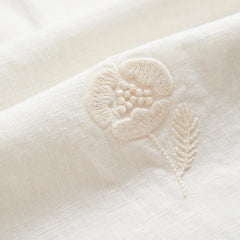 Portuguese Flannel Embroidery Nature Ramie S/S Shirt Ecru