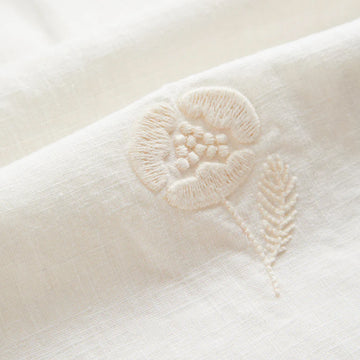 Portuguese Flannel Embroidery Nature Ramie S/S Shirt Ecru