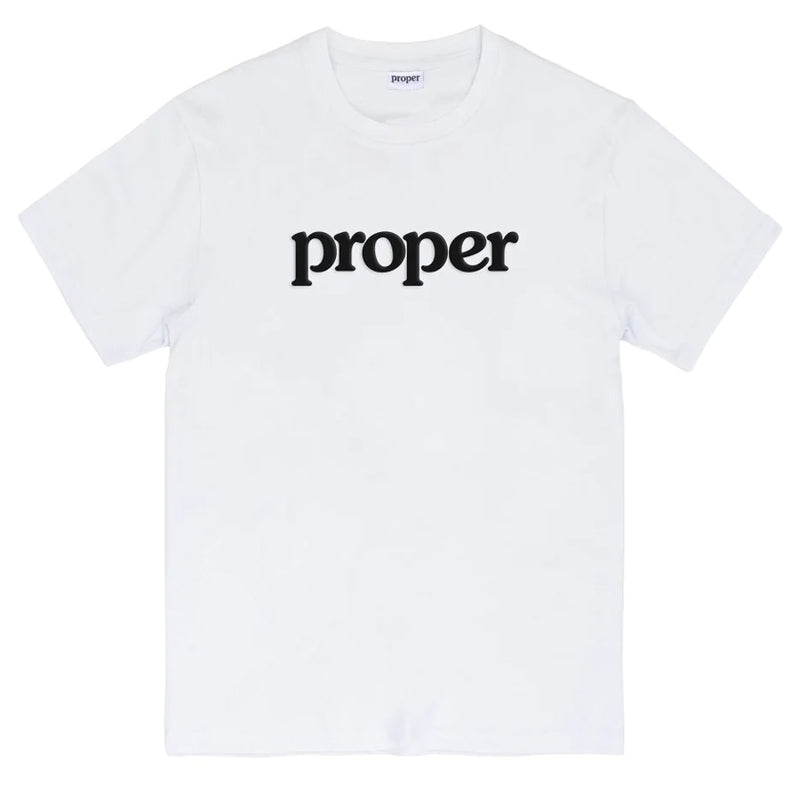 Proper Flock Logo T-shirt - White/Black | Parasol Store