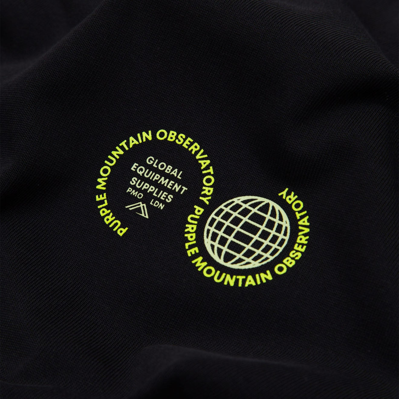 Purple Mountain Observatory Globe Logo L/S Tee Black - Parasol Store