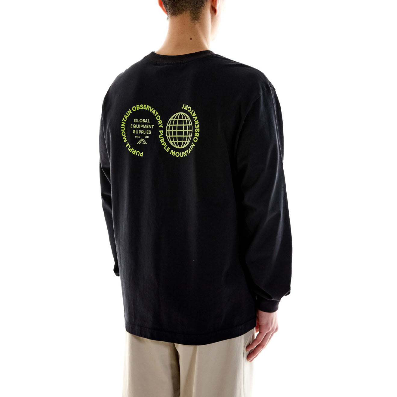 Purple Mountain Observatory Globe Logo L/S Tee Black - Parasol Store