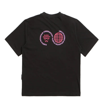 Purple Mountain Observatory Globe S/S Tee Black / Pink Logo