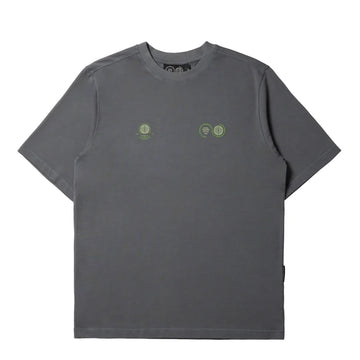 Purple Mountain Observatory Globe S/S Tee Storm Grey / Green Logo