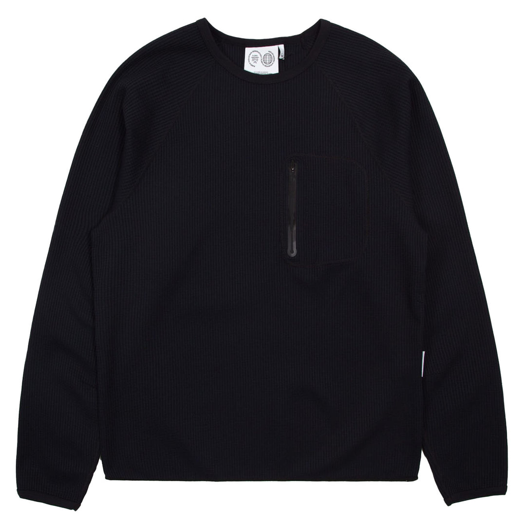 Purple Mountain Observatory Waffle L/S Tee Black - Parasol Store