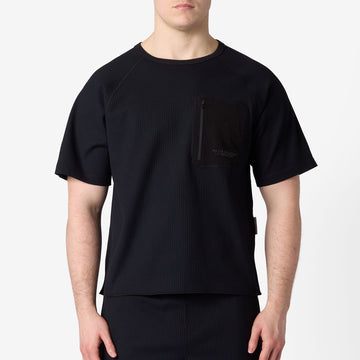 Purple Mountain Observatory Waffle SS Crew T-Shirt Black