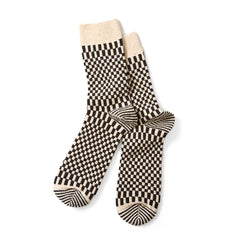 ROTOTO Checkerboard Pattern Socks Black - Parasol Store