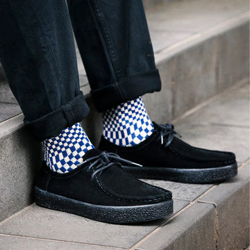 ROTOTO Checkerboard Pattern Socks Blue
