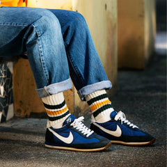 ROTOTO Coarse Ribbed Oldschool Crew Socks Navy - Parasol Store