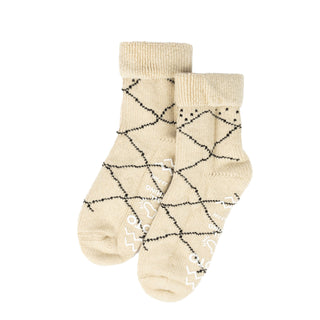 ROTOTO Merino Lambs Wool Room Socks Ecru / Black