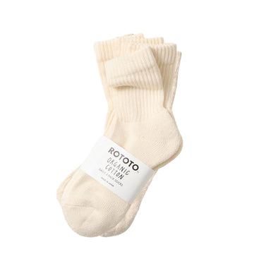 ROTOTO Organic Daily 3 Pack Mini Crew Socks Ivory - Parasol Store
