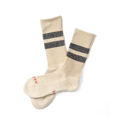 ROTOTO Pile Stripe Marl Socks Beige / Black - Parasol Store