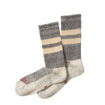 ROTOTO Pile Stripe Marl Socks Black / Beige - S - Parasol Store