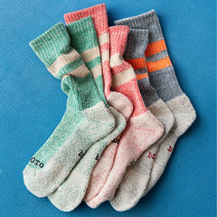 ROTOTO Pile Stripe Marl Socks Beige / Black - Parasol Store